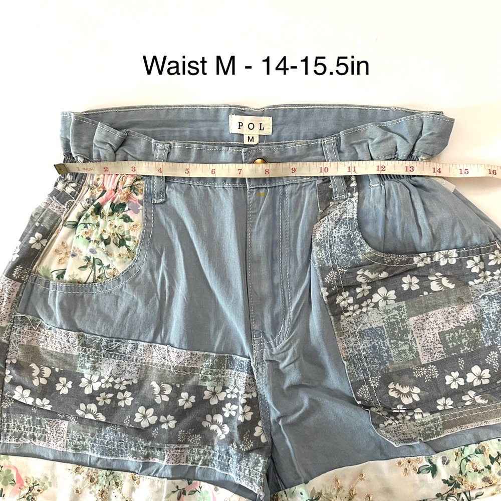 POL Patchwork Shorts in Blue Multi - Picture 8 of 8